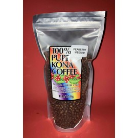 100% Kona Coffee Peaberry Medium Roast Whole Bean Coffee (low-acid) -16 ounces