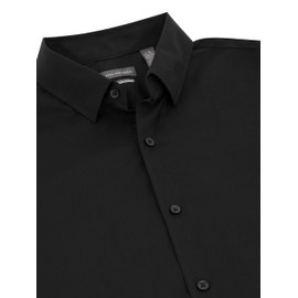 Van Heusen Men's Classic Fit Stain Shield Never Tuck Stretch Button Down Shirt, Black Solid, Medium
