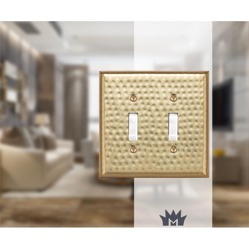 Monarch Abode Double Switch Hand Hammered Toggle Decorative Wall Plate