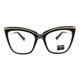 Pop Fashionwear Stylish Cat Eye Blue light Blocking Glasses for Women Anti UV Eyestrain Eyewear (Black)