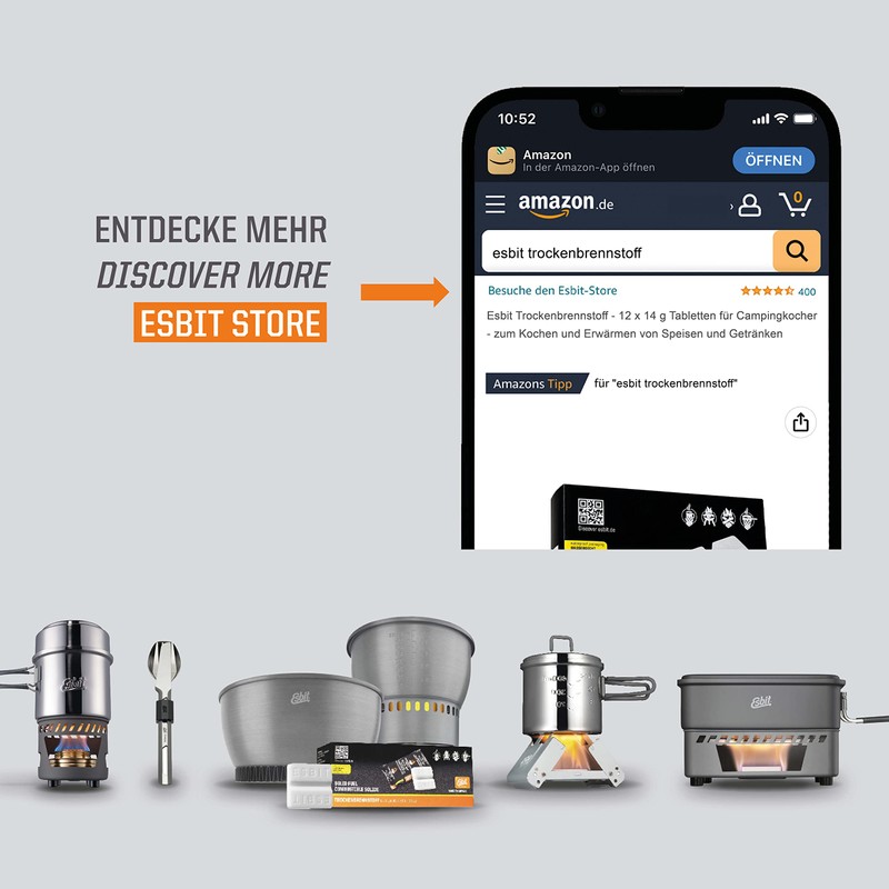 Esbit 1300-Degree Smokeless Solid 14g Fuel Tablets for Backpacking, Camping,