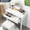 Makeup Vanity Desk for Bedroom Simple White Marble & Pink