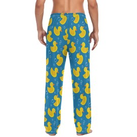 Yellow Rubber Duck Pajama Pants Mens Lounge Pants Straight-Fit Men Pajama Bottoms with Drawstring Pockets Size S