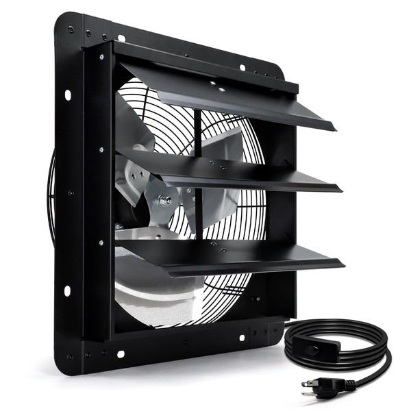 Hipoilk 14 Inch Shutter Exhaust Fan, Wall Mount Attic Fan
