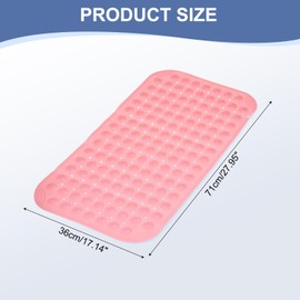 PATIKIL 27.95 x 14.17" Non-slip Shower Mat, PET Bathtub Floor Mat with Suction Cups & Drain Holes for Shower Stall Bathroom Bathtub, Pink
