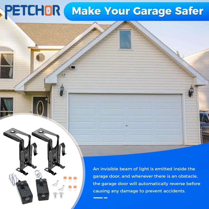 PETCHOR 41A5034 Garage Door Safety Sensor with Brackets, Garage Door