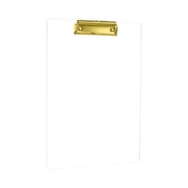 MSDADA Writing Case with Golden Metal Clip, Acrylic Transparent Clipboard, Size A4 Tall Clipboard Folder (Pack of 1)