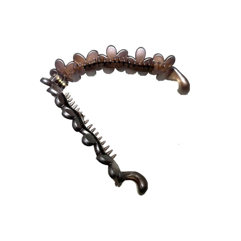 No Slip Banana Clip Flower Matte Black (Smoky Beige)