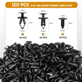 UNIGT 3 in 1 GM A20991 Fender Liner Clips Compatible with 11589292 Bumper Fastener Rivet 21030249 Door Trim Panel 1605396/1595864 GMC Trucks Buick Plastic Push Pins