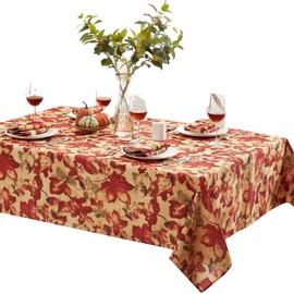 Newbridge Thanksgiving Autumn Leaf Collage Square Fabric Tablecloth, 52 x 52 Inch, Contemporary Fall Leaves Soil Resistant, Easy Care Table Cover for Holiday Dinner Party