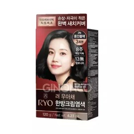 Ryeo 려 우아채 한방크림염색 2N 동안블랙 저손상 저자극 Ryeo Uah Chae Korean Herbal Cream Hair Color 2N Long Lasting Black Low Damage Low Irritation