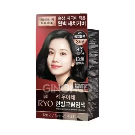 Ryeo 려 우아채 한방크림염색 2N 동안블랙 저손상 저자극 Ryeo Uah Chae Korean Herbal Cream Hair Color 2N Long Lasting Black Low Damage Low Irritation