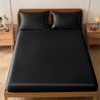 VACVELT 3-Piece Satin Fitted Sheet Set Full Size, Black Bottom