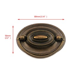 Quluxe 4 Pcs Furniture Dresser Pull Antique Brass Bail Drawer Pull Oval Drop Swing Handles Cabinet Knob Hardware 2.32" Hole Distance, 3.14"x2.2"