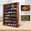 ASmileIndeep Pocket Knife Display Case 7 Rows Lockable Wooden Knife