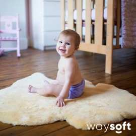 Baby Sheepskin Rug by WaySoft in a Gift Bag New Zealand Soft Dense Shorn Wool Hypoallergenic and Oeko-Tex Standard 100 Certified Nursery Rug 2ft x 3ft