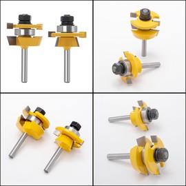15° Bevel Tenon Joint Router Bit- Lock Miter & Woodworking Router Bits Set for Roundover, Rabbeting, Cabinet Doors, Rail & Stile, Tongue & Groove Joinery (Router Bit-1/4 Inch Shank-15° Angle)