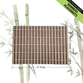 ANDSTAR Set of 8 Bamboo Slats Placemat Modern Table Bamboo Placemats Natural Anti-Slip Bamboo Placemats Washable Heat-Resistant Table Mats for Kitchen Dinning Room Table Decor(Coffee)