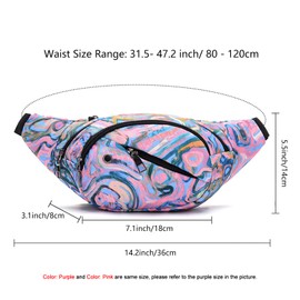 Bum Bag Waist Fanny Pack - Long Keeper Large Fashion Bumbag for Women Men, 4 Pockets Adjustable Waist Bag for Running Hiking Dog Walking Outdoor