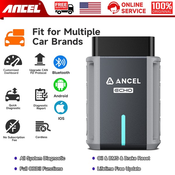 ANCEL ECHO OBD2 Scanner 3 Resets Code Reader All System