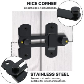 Sayayo Thicker Gate Lock Black Door Latch Small Gate Bolt Sliding Door Lock for Wooden Gates Internal Door Garden Stainless Steel, EMS9500-B