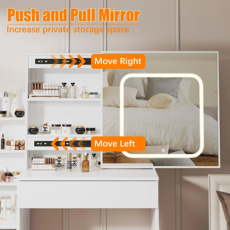 Jojoka Vanity Makeup Dressing Table Set w/Stool 4 Drawer, Sliding