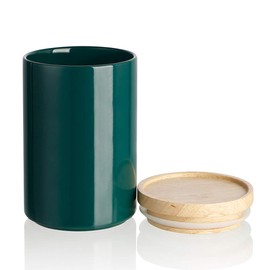 Sweejar Kitchen Canisters Ceramic Food Storage Jar, Stackable Containers with Airtight Seal Wooden Lid for Serving Ground Coffee, Tea, Sugar, Salt and More - 28 Fl Oz (Jade)
