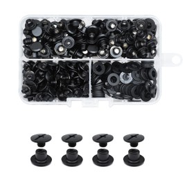 JINTANG 100 Sets Chicago Book Screws, M5 x 4 mm Binding Screws Kit Screw Metal Accessories Nails Rivets Chicago Button for DIY Leather Decoration, Bookbinding, Bookbinding (Matte Black)