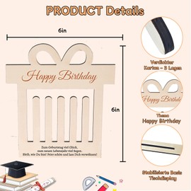 Money Gifts Birthday Money Gift Wooden with Stand - Happy Birthday Money Gifts for Daughter Son Friends Family