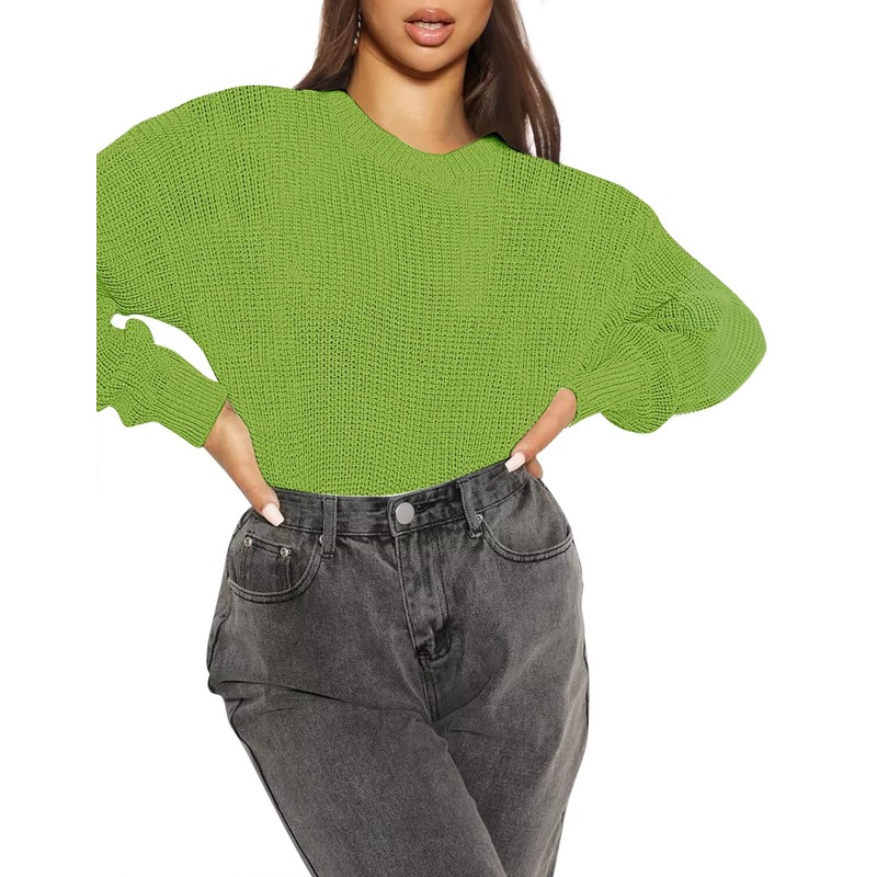 Urban CoCo Women's Solid Long Sleeve Crew Neck Knitted Pullover