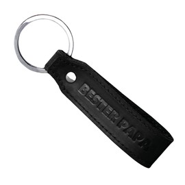 MAGATI Keyring made of genuine leather with engraving "Bester Papa" - gift for men and dads for Father's Day, birthday or as a lucky charm - key ring made of stainless steel, Jet Black Genuine Leather