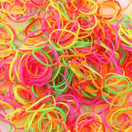 Mytoptrendz® 500pcs Mini Hair Bands Thin Elastic Pony Rubber Hair Bands Multi Colour Tiny Elastic Band Rubber Braiding Braids Braid Plaits For Kids, Girls, (Neon Rainbow)