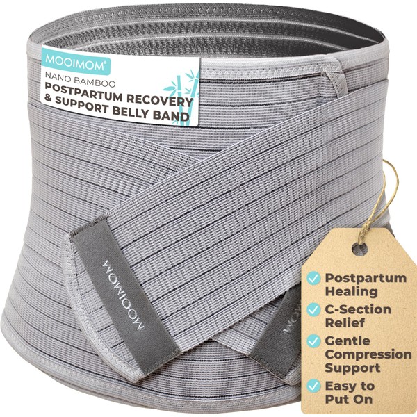 MOOIMOM Postpartum Belly Band, Abdominal Binder Post Surgery, Abdomen Hernia