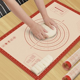 HOTEC Silicone Baking Mat - 26x16 Thickened Pastry Dough Mat with Measurement Non-Stick For Dough Rolling, Bread, Oven Liner, Kitchen Counter, Fondant/Pie Crust