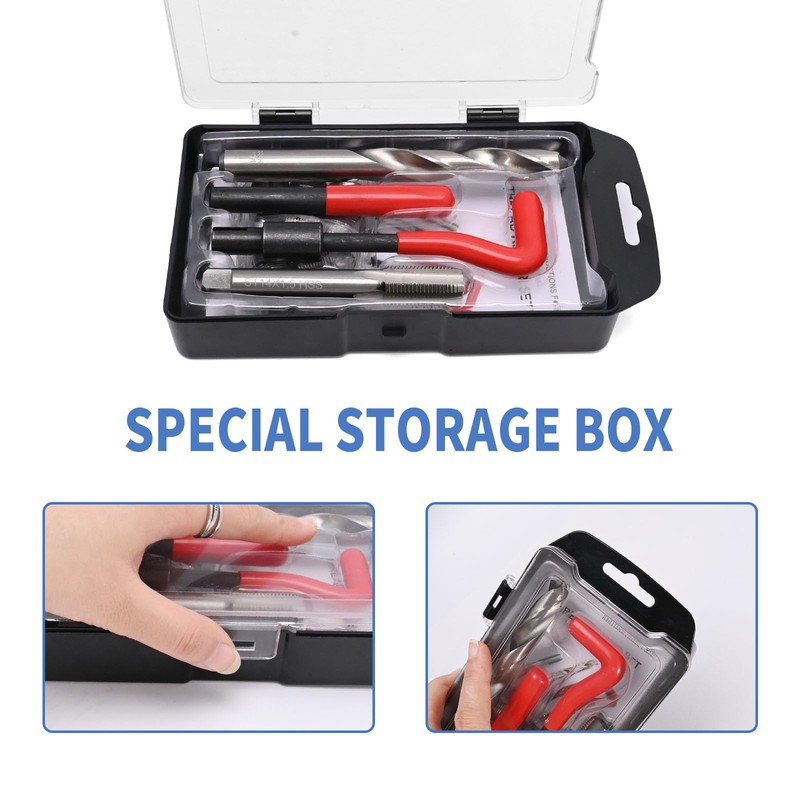 15Pcs M14x1.5 Inserts Spark Plug Thread Repair Kit with Box,Helicoil