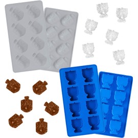 Hanukkah Silicone Ice Cube Mold Tray, Dreidel and Menorah Molds, Fun Cooking and Baking Holiday (Menorah & Dreidel)