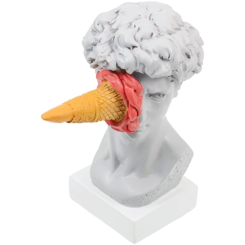 JTZXJJX 6.3 Inch Ice Cream David Head Resin Sculpture Statue