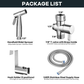 Handheld Bidet Sprayer for Toilet – Adjustable Water Pressure Control Stainless Steel Shower Jet Spray Ideal for Feminine Hygiene, Baby Diaper Cleaning, Pet Bathing Easy Install, with Bidet Hose