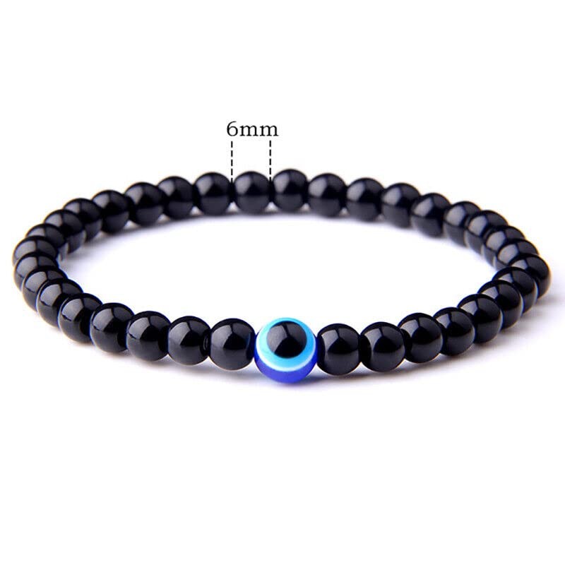 Evil Eye Charm Black Beaded Bracelet