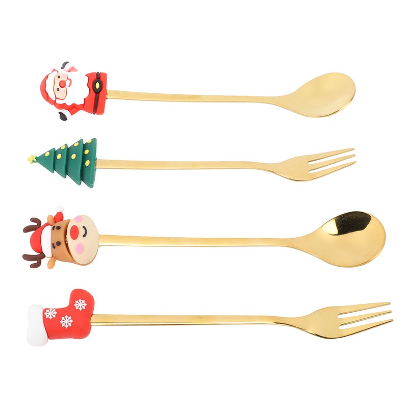 Christmas Spoons Forks Stainless Steel Cute Stylish Christmas Tableware Set