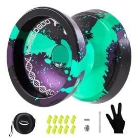 WATIEOBOO Yoyo Professional Responsive Yoyo for Kids Unresponsive Yo yo for Adults Beginner Friendly Fingerspin Trick Pro Yoyos with Yo-yo Accessories (Black Green Purple)