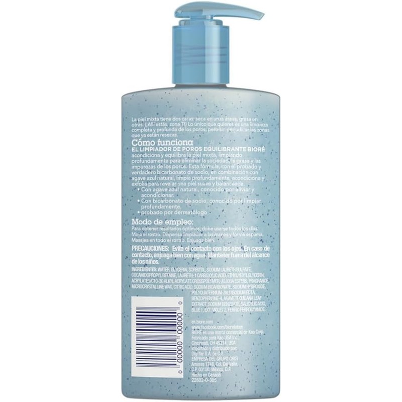 Bioré Limpiador de Poros con Bicarbonato de Sodio, 200 ml