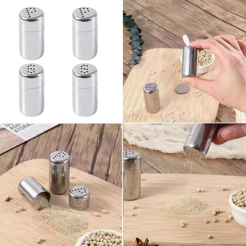 MIVES Mini Salt and Pepper Shakers, 4Pcs Stainless Steel, 5ml