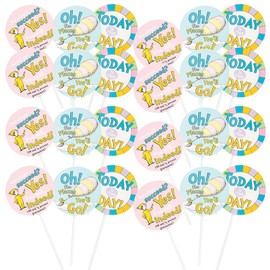 Fun Express Assorted Places You'll Go Cupcake Decor Set - 4.25" (100 Pcs) Paper Wrappers & Picks - Perfect for Travel-Themed Celebrations, Party Favors