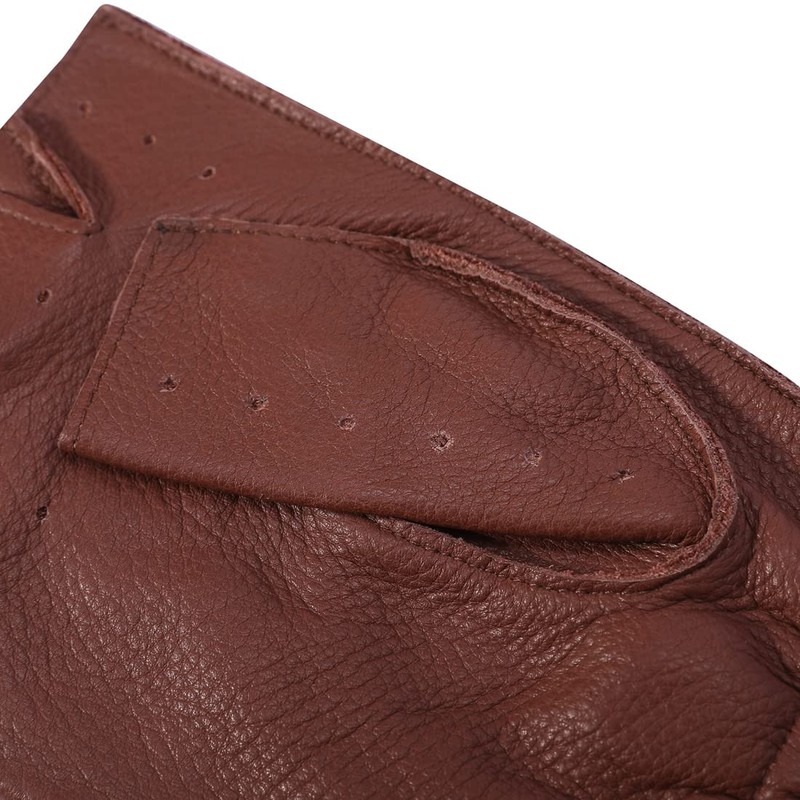 Meetoget Driving Gloves for Men Deerskin Leather Fingerless Unlined Gloves