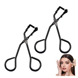 YAFIYGI 2Pcs Mini Eyelash Curler Precision Small Lash Curlers with Silicone Refill Pads for Extension Individual Half Corner and Partial Eyes Pinching Clamper for Short Lashes Dramatic Lash Look,Black