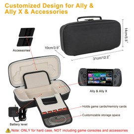 Growalleter Tasche für ASUS ROG Ally X Handheld-Spielkonsole und Zubehör, ROG Ally X Reiseschutzhülle/Koffer/Case für ROG Ally X - Nur Hülle (Schwarz)