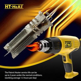 HT-HEAT Heat Gun 1800W 122℉~1202℉(50℃- 650℃) Variable Temperature Control Heavy Duty Fast Heating Hot Air Gun Kit with Triple Protection Fuse, Heat Gun for Shrink Tubing with 4 Nozzlses