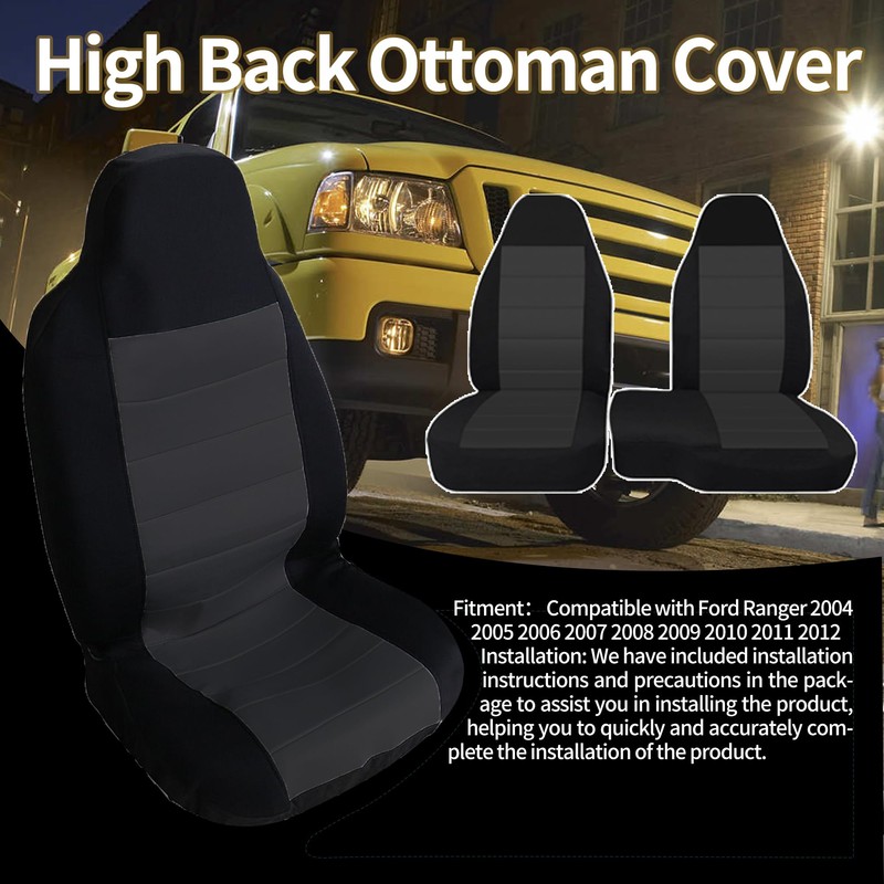 ESMING 2PCS 60/40 High Back Bench Seat Cover for Ford