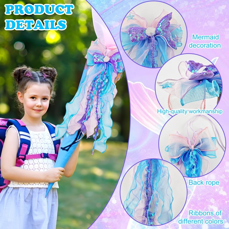 Ourdort Mermaid School Cone Bow, Sugar Cones, First Day of